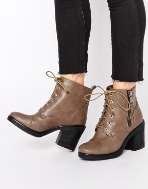 ASOS London Rebel Worker Lace Up Heeled Ankle Boot