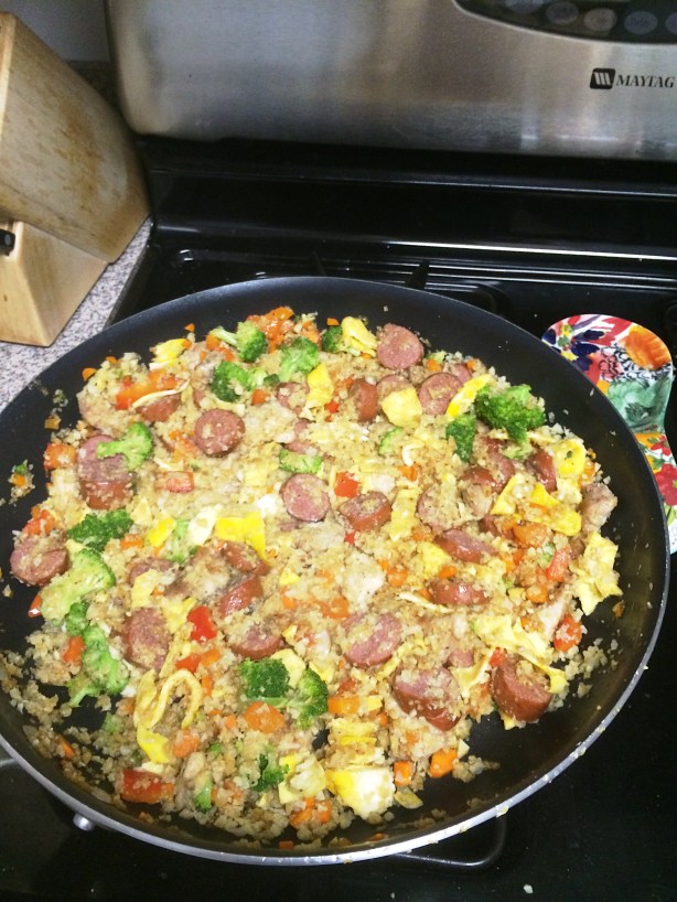 Cauliflower "Fried Rice" with Smoked Sausage & Chicken
