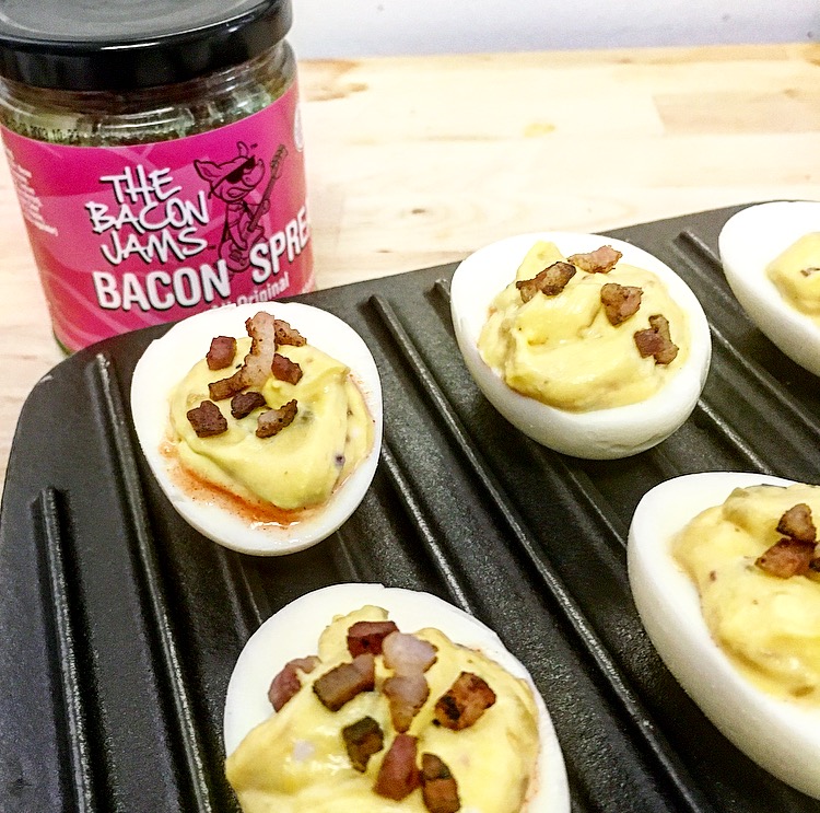 Bacon Jams GIVEAWAY and Recipe for Bacon Jam Deviled Eggs with Pancetta