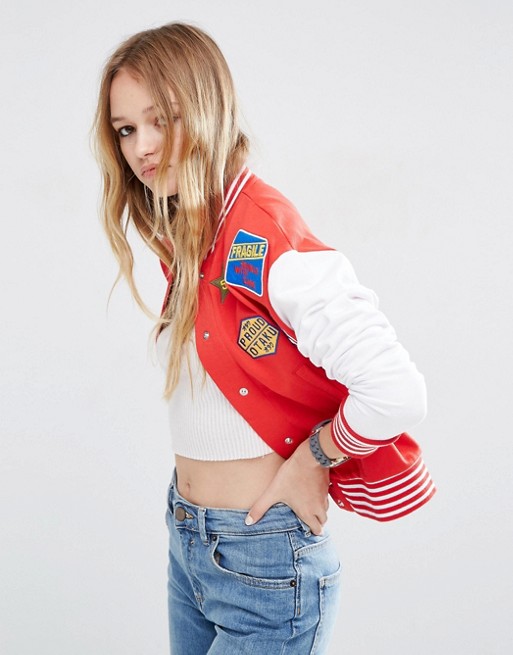 ASOS Cropped Varsity Bomber $43